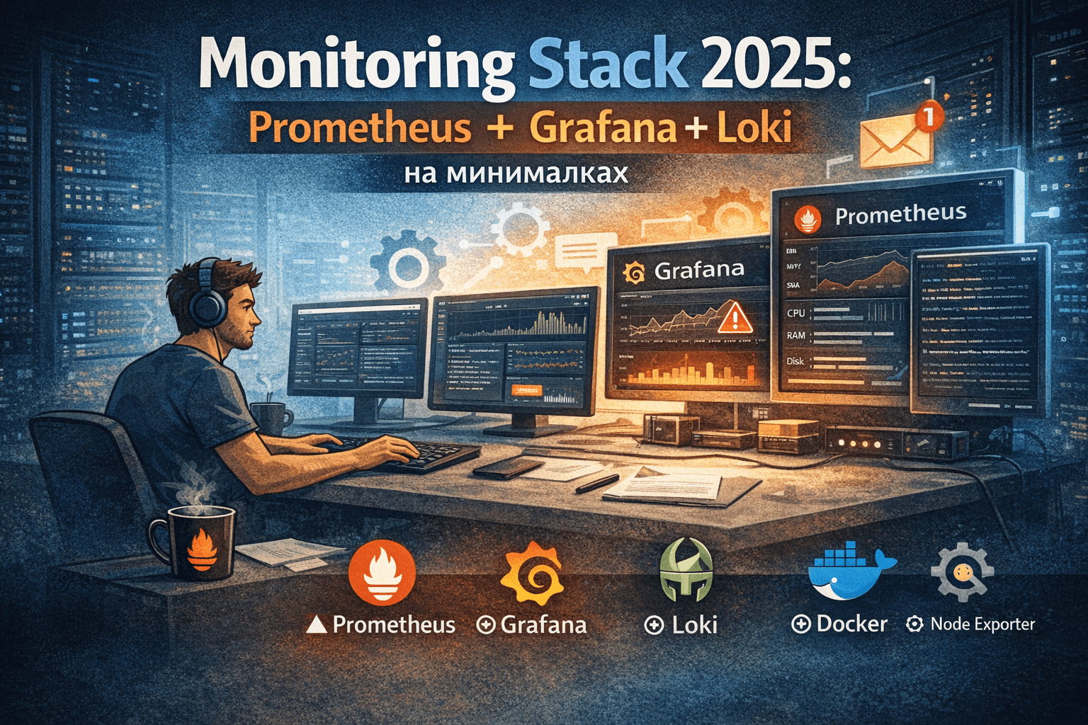 Monitoring Stack 2025: Prometheus + Grafana + Loki на минималках